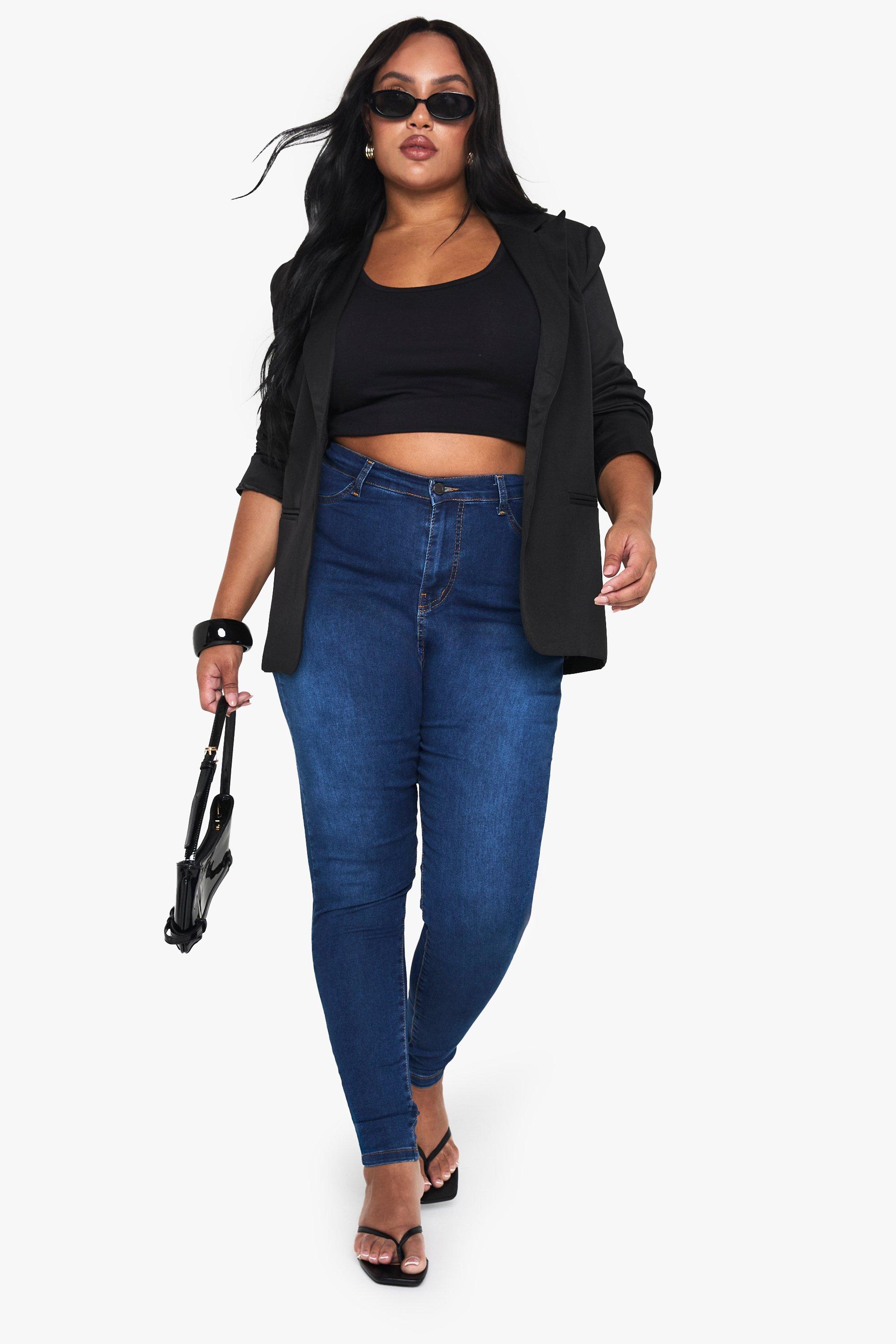 Jeans Plus Butt Shaper High Stretch Skinny Jeans boohoo